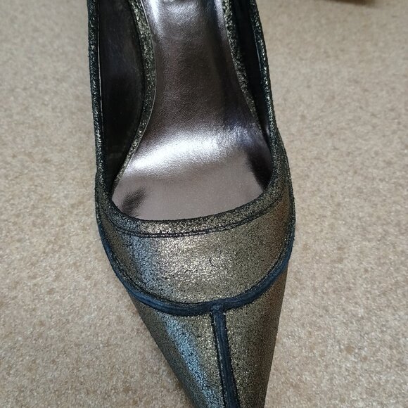 Charles David Pewter Suede Classic Pumps Sz 9M Heel Pointed Toe Glitter Stiletto - Picture 7 of 8